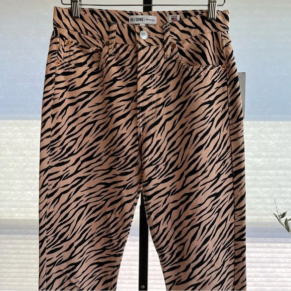 Re/Done High Rise Nude Tiger Print Slim Jeans 26 NWT Animal Print Bold Statement - Picture 2 of 7